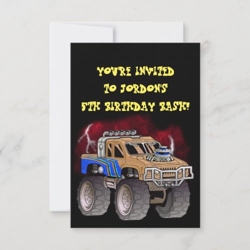 Monster truck party invitation