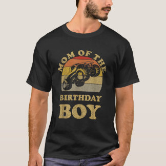 Monster Truck Party Mom Of The Birthday Boy Retro  T-Shirt