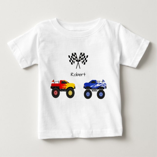Monster Truck Personalized  Baby T-Shirt (Front)