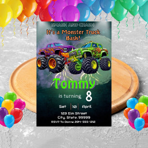 Monster Truck Personalized Birthday Party Invitation