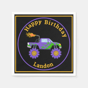 Monster Truck Personalized Name Cool Birthday Napkins