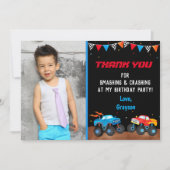Monster Truck Photo Birthday Party Thank You Cards (Front)