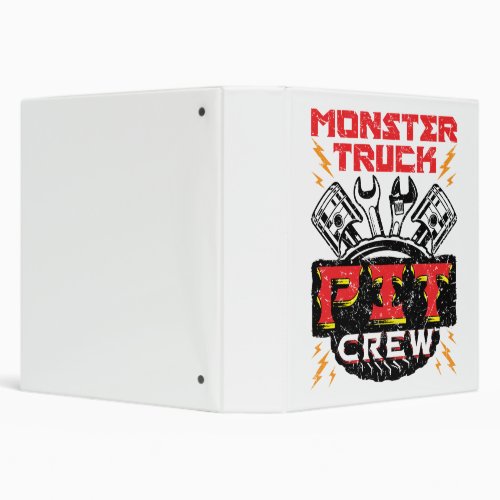 Monster Truck Pit Crew 3 Ring Binder