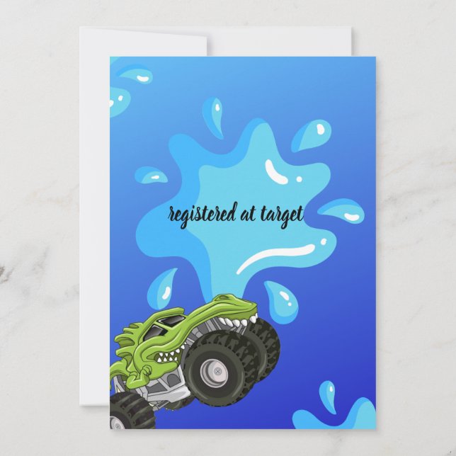 Monster Truck Pool Party Bash Invitation