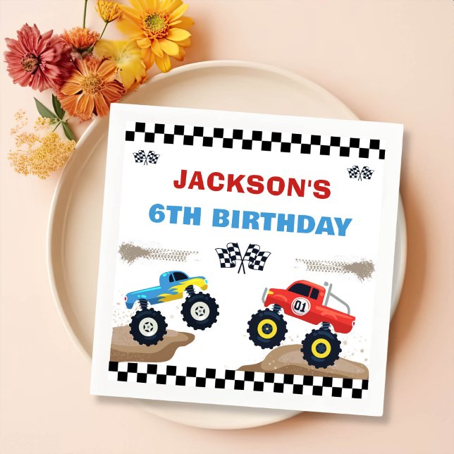 Monster Truck Racing Birthday Party Paper Dinner Napkins (Creator Uploaded)
