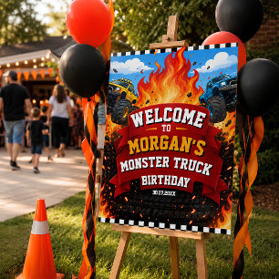 Monster Truck Racing Welcome Sign Birthday