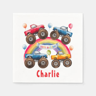 Monster Truck Rainbow Boy Birthday Bash Napkins