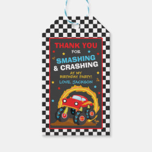 Monster Truck Rally Birthday Party Decor Favor Gift Tags