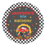 Monster Truck Rally Birthday Party Decor Favors Classic Round Sticker
