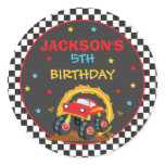 Monster Truck Rally Birthday Party Decor Favors Classic Round Sticker Monster Truck Rally Birthday Party Decor Favors Classic Round Sticker