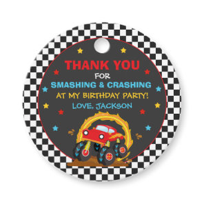 Monster Truck Rally Birthday Party Decoration Favor Tags