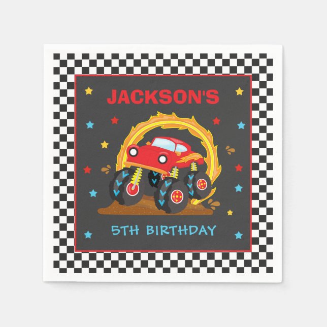 Monster Truck Rally Birthday Party Decorations  Napkins (Front)