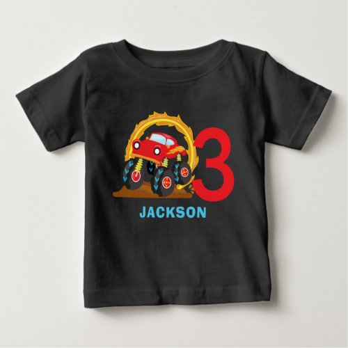 Monster Truck Rally Birthday Party Outfit Baby T_S Baby T_Shirt