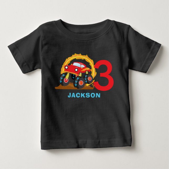 Monster Truck Rally Birthday Party Outfit Baby T-S Baby T-Shirt (Front)