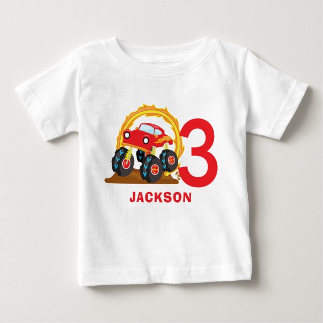 Monster Truck Rally Birthday Party Outfit Baby T-Shirt (Front)