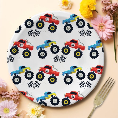 Monster Truck Rally Birthday Party Paper Plates