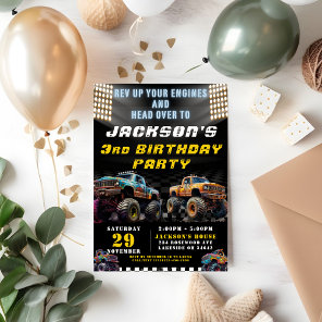 Monster Truck Rally Boys Birthday Party  Invitation