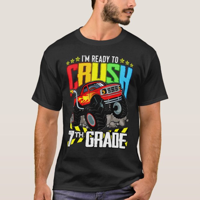 Monster Truck Ready To Crush Seventh Grade Back To T-Shirt (Front)