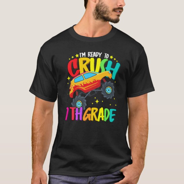 Monster Truck Ready To Crush Seventh Grade Back To T-Shirt (Front)