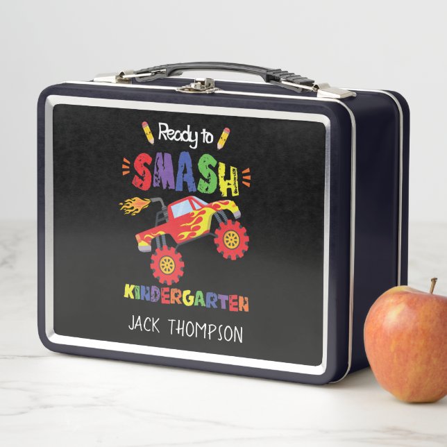 Monster Truck Ready to Smash Kindergarten   Metal Lunch Box (In Situ)
