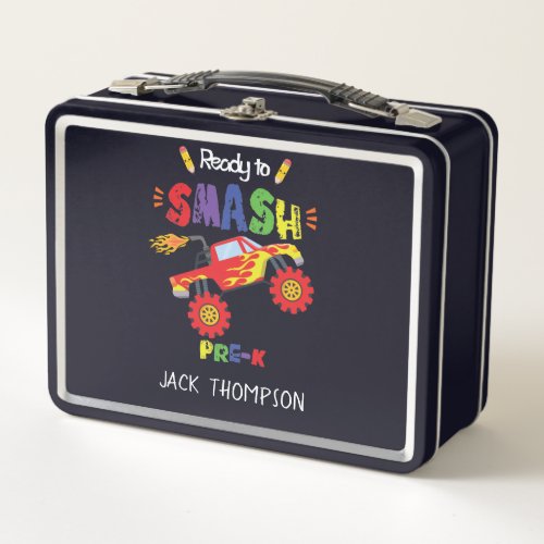 Monster Truck Ready to Smash Pre_K First Day    Metal Lunch Box