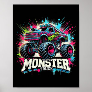 Monster Truck Retro Colorful Graffiti Toddlers You Poster