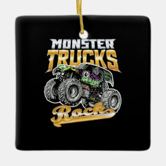 Monster Truck Rock Ceramic Ornament