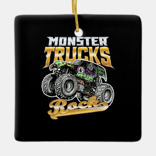 Monster Truck Rock Ceramic Ornament (Front)