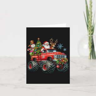 Monster Truck Santa Reindeer Christmas Tree Kids T Card