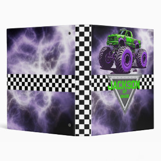 Monster Truck School Binder- Custom Name & Grade 3 Ring Binder