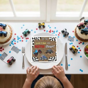 Monster Truck Shifting Into Sixth Gear Birthday Napkins