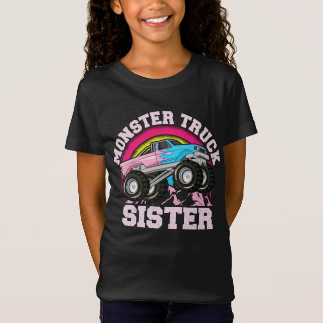 Monster Truck Sister Matching Family Monster Truck T-Shirt (Front)
