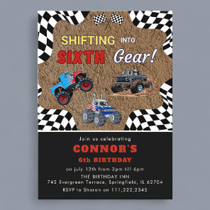 Monster Truck Sixth Gear Birthday Invitation