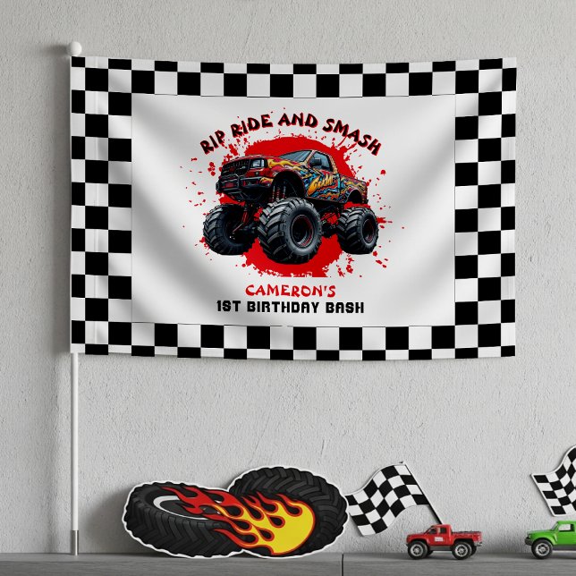 Monster Truck Smash Checkered Flag 1st Birthday (Monster Truck Smash Checkered Flag 1st Birthday
)