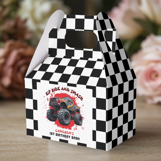 Monster Truck Smash Checkered Flag 1st Birthday Favor Boxes (Monster Truck Smash Checkered Flag 1st Birthday Favor Boxes
)