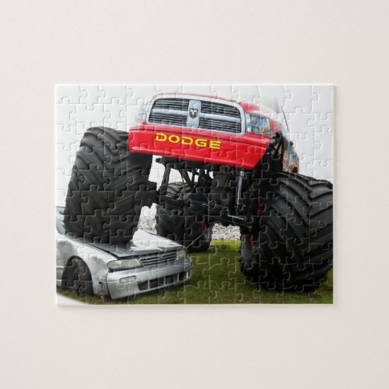 Monster Truck Smashing Car Jigsaw Puzzle