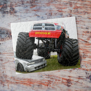 Monster Truck Smashing Car Jigsaw Puzzle