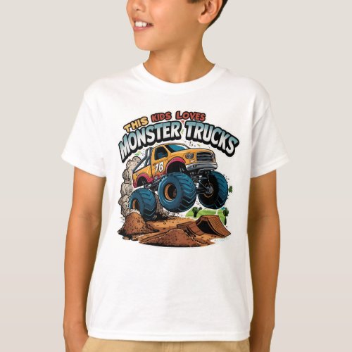 Monster Truck Soaring Over Dirt Pile T_Shirt