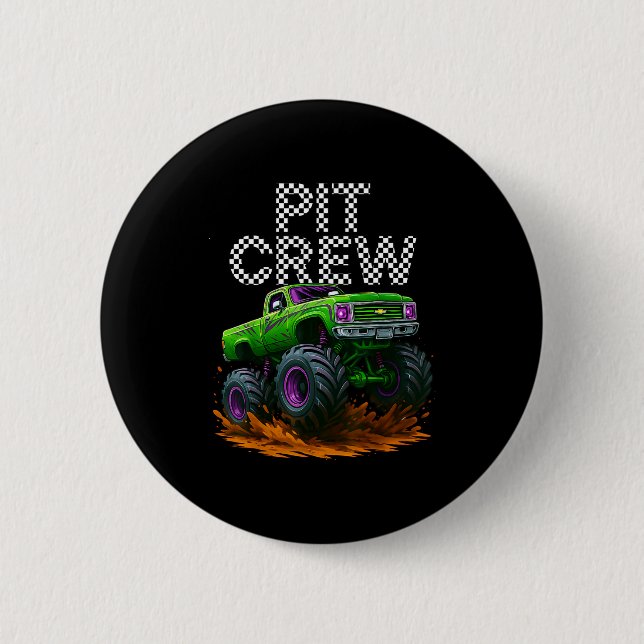 Monster Truck T Crew Family Matching Birthday Part Button (Front)