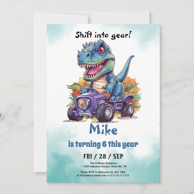 Monster Truck T-Rex boy Birthday  Invitation (Front)