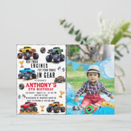 Monster Truck Team Birthday Party With Photo Invitation