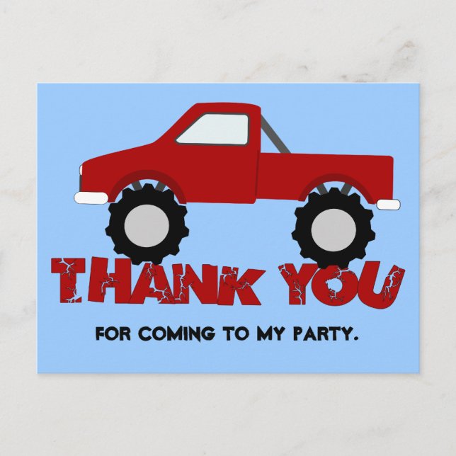 Monster Truck Thank You Postcard (Front)