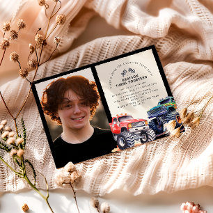 Monster Truck Themed Photo Birthday Party Invitation