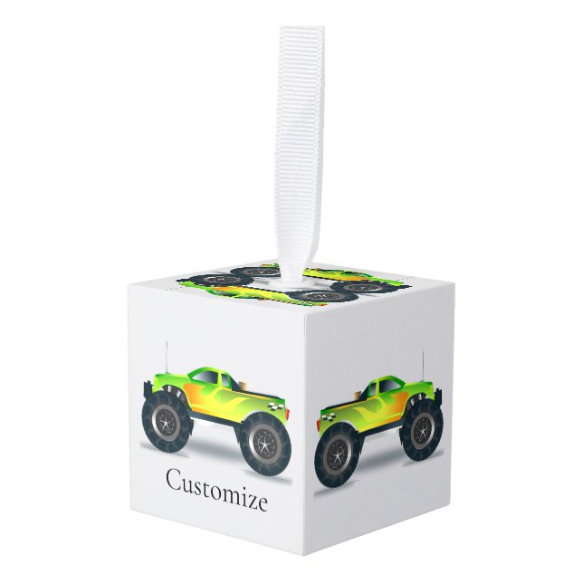 Monster Truck Thunder_Cove Cube Ornament (Front Angled)