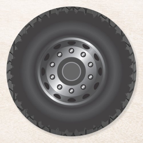MONSTER Truck Tires 1 Round Paper Coaster