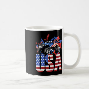 Monster Truck Toddler Boys Usa American Flag July Coffee Mug
