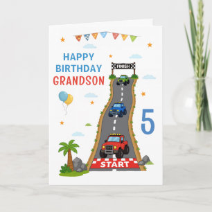 Monster Truck Track Happy Birthday Grandson Card