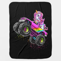 Monster Truck Unicorn Birthday Party Monster Truck Baby Blanket