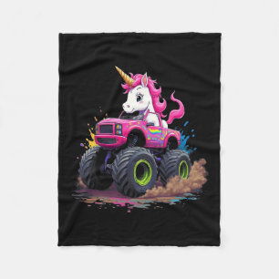 Monster Truck Unicorn Birthday Party Monster Truck Fleece Blanket