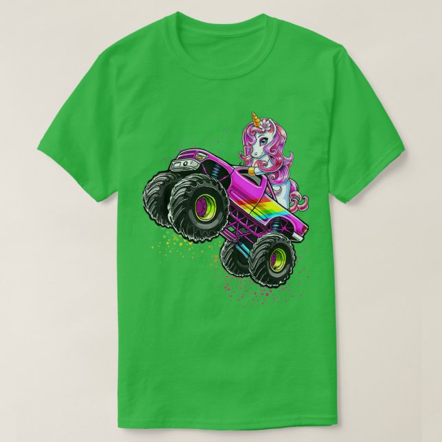 Monster Truck Unicorn Birthday Party Monster Truck T-Shirt (Design Front)